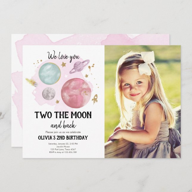 Outer Space Planets Second Birthday Invitation (Front/Back)