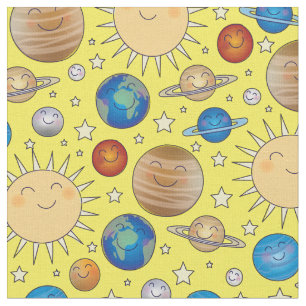 Outer Space Planets Solar System Fabric
