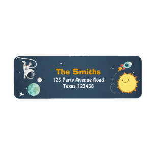 Outer Space Return Address Labels Rocket Astronaut