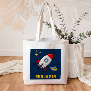 Outer Space Rocket Kids Tote Bag