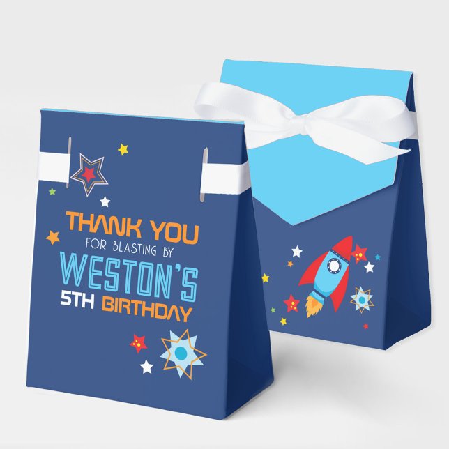 Outer Space Rocket Navy & Baby Blue Favour Boxes (Outer Space Rocket Navy & Blue Gift Favor Boxes)