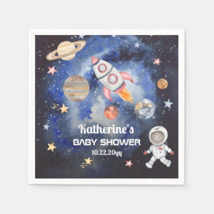 Outer Space Rocket Planets Boy Baby Shower  Napkin