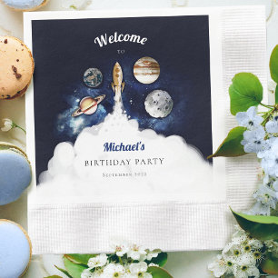 Outer Space Rocket Planets Galaxy Paper Plates Squ Napkin