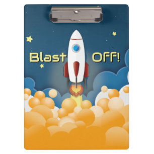 Outer Space Rocket Ship Personalised Clipboard