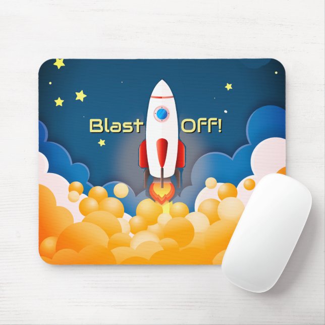Outer Space Rocket Ship Personalised  Mouse Pad (With Mouse)