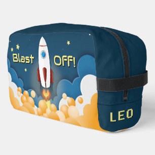 Outer Space Rocket Ship Personalised Name Dopp Kit