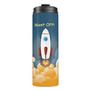 Outer Space Rocket Ship Personalized Name Thermal Tumbler