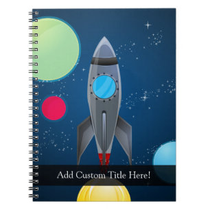 Outer Space Rocket Ship Spiral Notebook