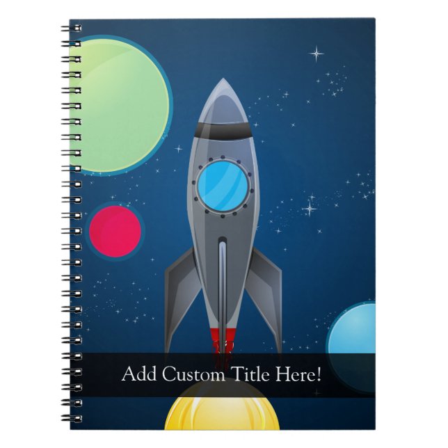 Outer Space Rocket Ship Spiral Notebook (Front)