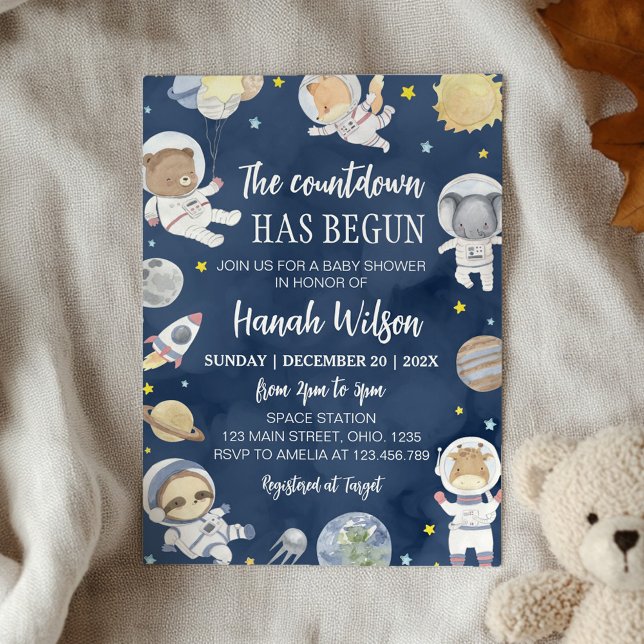 Outer Space Safari Animals Baby Shower Invitation (Creator Uploaded)