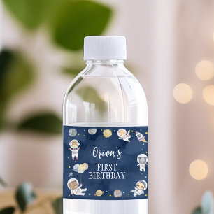 Outer Space Safari Birthday Water Bottle Label