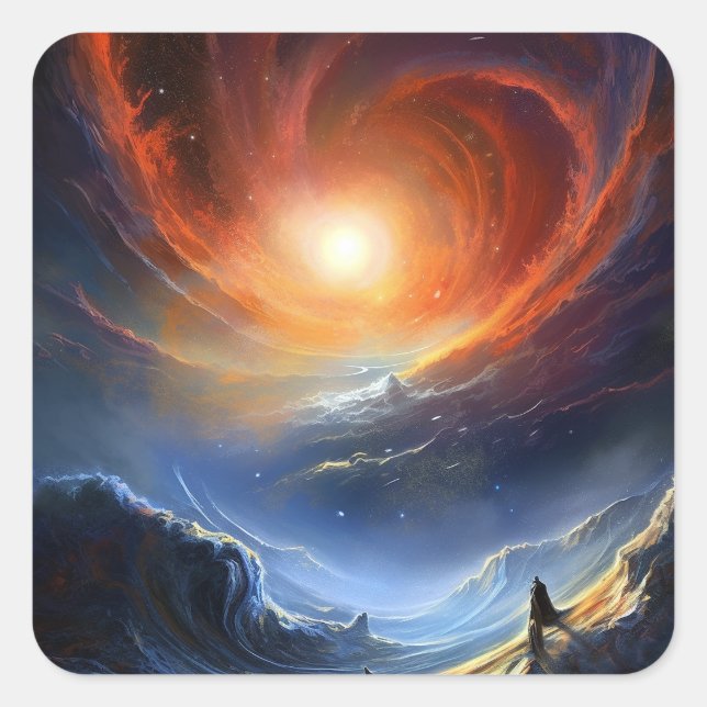 Outer Space Sci Fi Landscape Art Square Sticker (Front)
