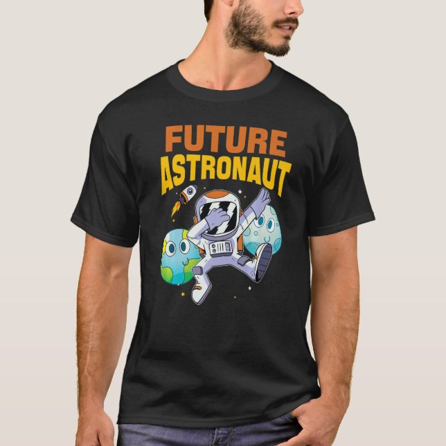 Outer Space Science Rocket Universe Dabbing Future T-Shirt (Front)