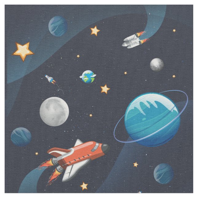 Outer Space Shuttle Travel in the Galaxy Fabric (Close Up)