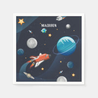 Outer Space Shuttle Travel Moon Stars Custom Paper