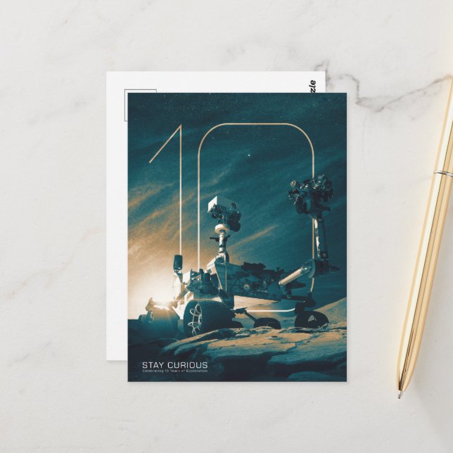 Outer Space, Solar System, 10 Years of Curiosity Postcard (Front/Back In Situ)