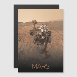 Outer Space, Solar System, Planet Mars, Curiosity Magnetic Invitation