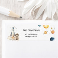 Outer Space Starry Planets Return Address Label