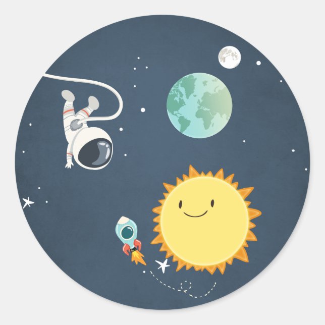 Outer Space Sticker Envelope Seal Rocket Astronaut (Front)