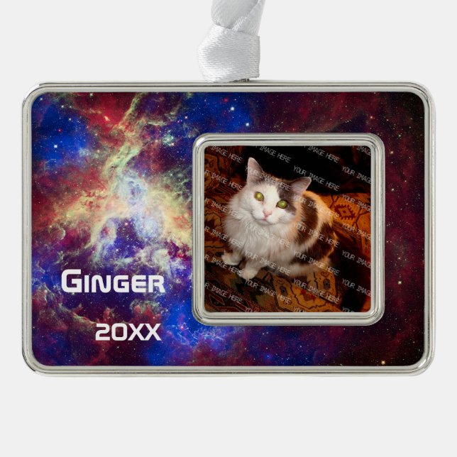 Outer Space Tarantula Nebula Personalised Photo Silver Plated Framed Ornament (Front)