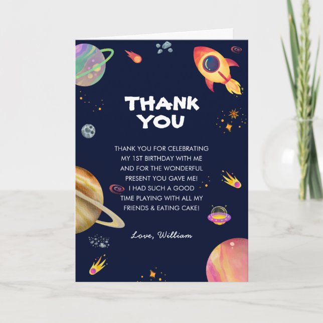Outer Space Thank You Card (Front)