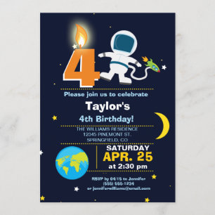 Outer Space Theme Birthday Party Invitation