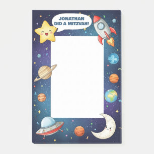 Outer Space Themed Personalised Mitzvah  Post-it Notes