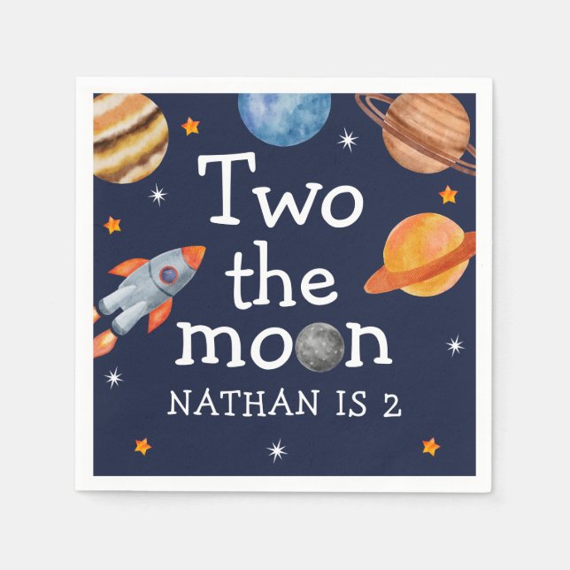 Outer Space Two the Moon 2nd Birthday  Napkin (Front)