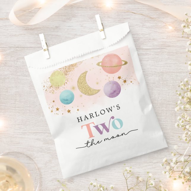 Outer Space Two the Moon 2nd Birthday Party  Favour Bags (Clipped)