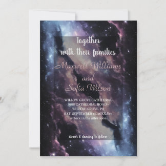 Outer Space Universe Purple Galaxy Wedding All In Invitation