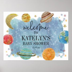 Outer Space Welcome Sign Poster