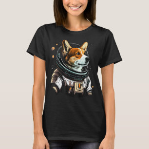 Outer Space Welsh Corgi on Galaxy Astronaut Welsh T-Shirt