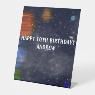 Outer Space with planets and galaxies Pedestal Sign