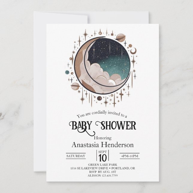 Outerspace Celestial Stars Baby Shower Invitation (Front)