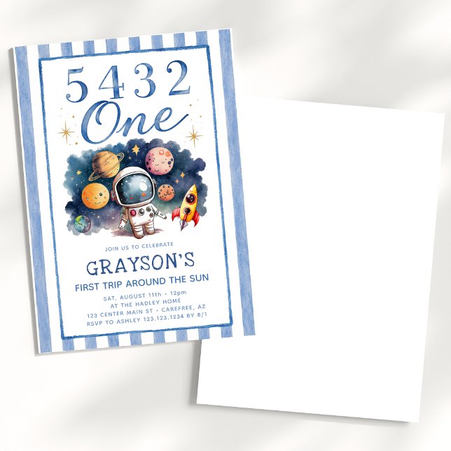 Outerspace Planets Blue 1st Birthday Invitation (Creator Uploaded)