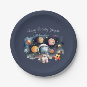 Outerspace Planets Blue Paper Plate