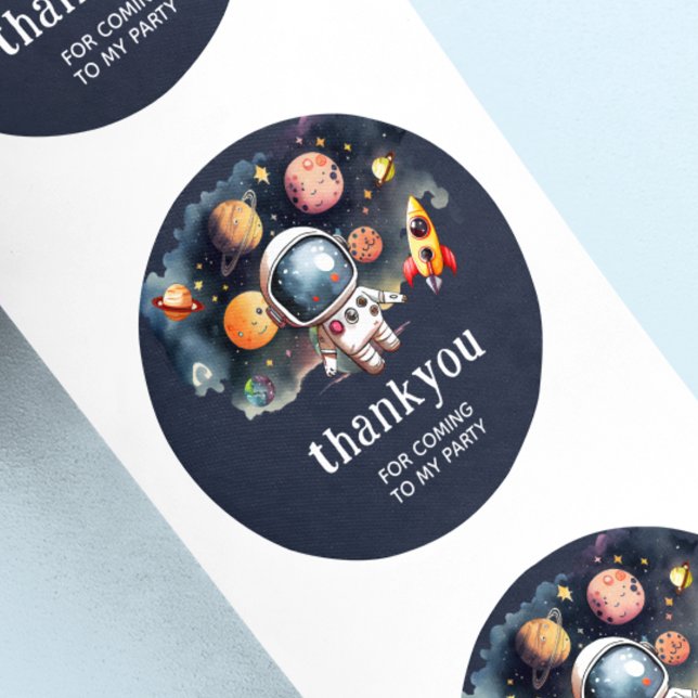 Outerspace Planets Blue Thank You Sticker (Creator Uploaded)