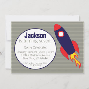 Outerspace, Rocket, Spaceship Birthday Invitation