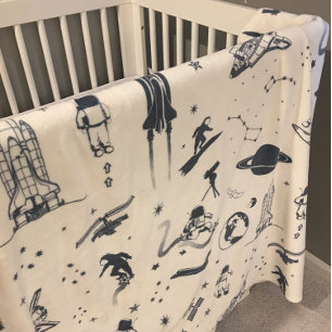 Outerspace Solar System Astronaut Spaceship Fleece Blanket