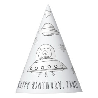 Outerspace UFO Birthday Party - Colour Your Own Ha Hat