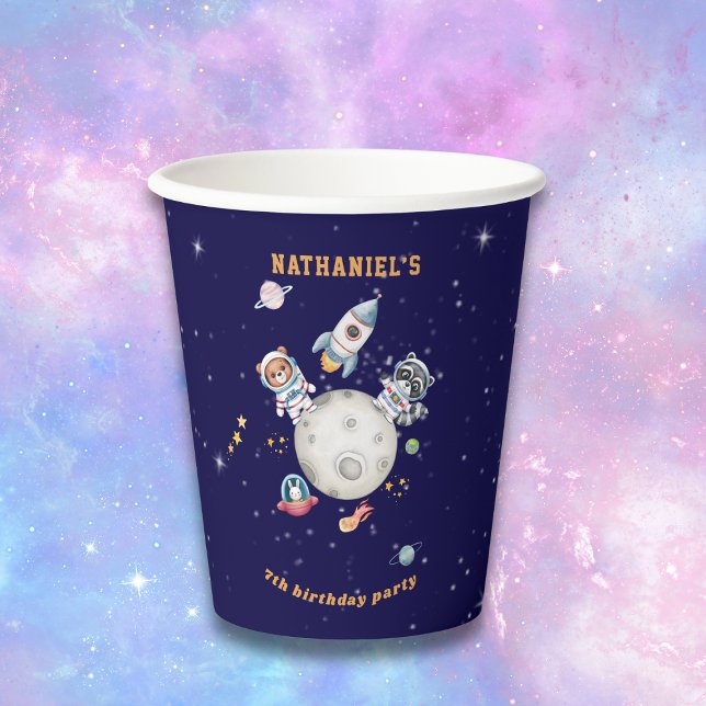 outerspace woodland animals birthday paper cups (Creator Uploaded)