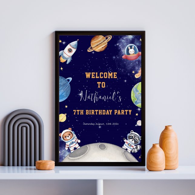 outerspace woodland animals  birthday welcome sign (Creator Uploaded)