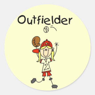 Outfielder-Girl Baseball Tshirts and Gifts Classic Round Sticker