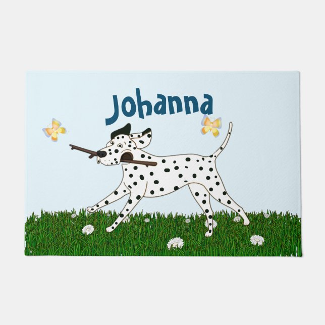 Outgoing Dalmatian Dog Lover Doormat (Front)