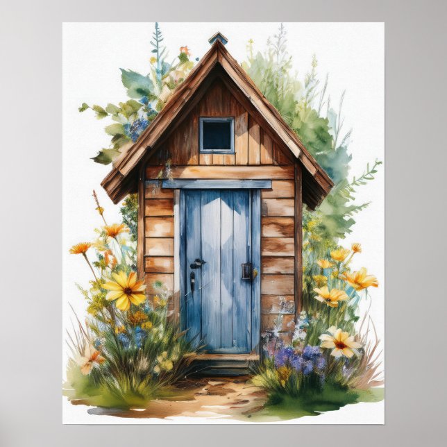 Outhouse Watercolor 2 Poster (Front)