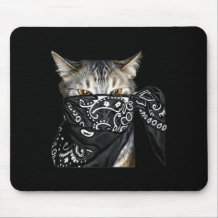 Outlaw Cat Funny Gangster Cat With Bandanna  Mouse Pad