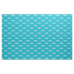 Outline Art - Colourful Love word, turquoise fabri Fabric
