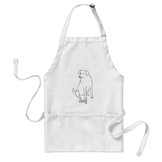 Outline art drawing, colouring dog sitting, aprons (Front)