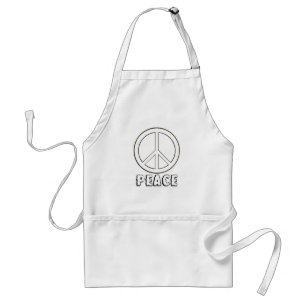 Outline art drawing, Colouring Peace Sign Aprons