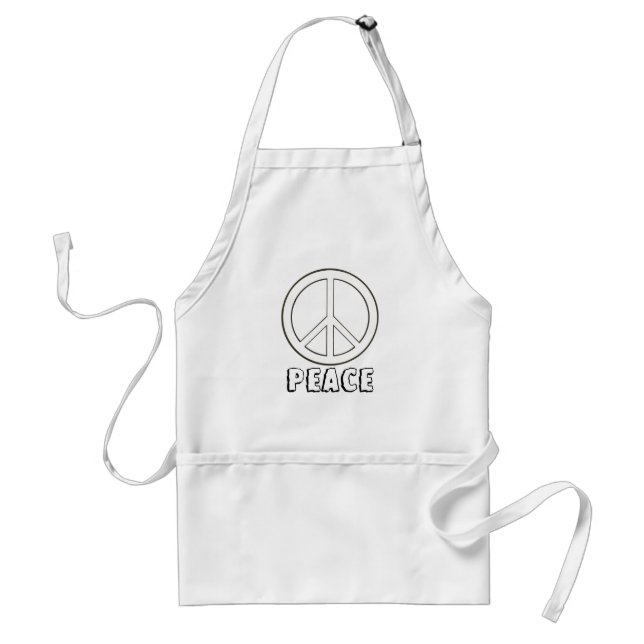 Outline art drawing, Colouring Peace Sign Aprons (Front)